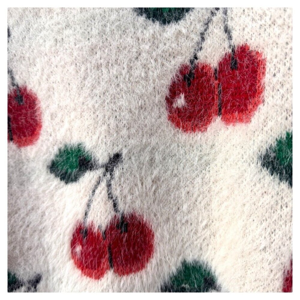 Shrinking Violet Sweater Cherry White Fluffy Soft… - image 3